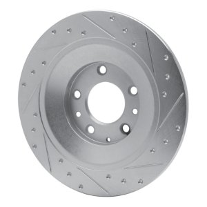 Mazda 6 Brake Rotor (1) - Rear Left - R1 Concepts - Drilled & Slotted - Silver - `06-`07
